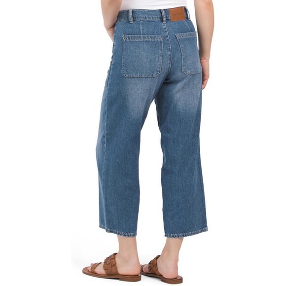 Lucky Brand Women's Size 14/32 High Rise Wide Leg Cropped Blue Denim‎ Jeans - Picture 2 of 16